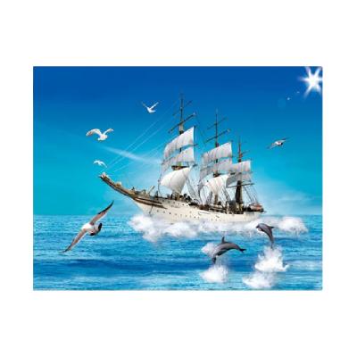 China 75LPI 3D Lenticular Lenticular Paint By Numbers / Paint By Number 3D Cinemas Large Lenticular Sailboat Paint By Number for sale