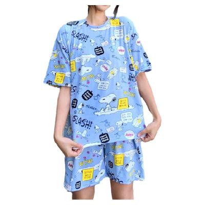 China Wholesale QUICK DRY 2 Piece Set Casual Satin Ladies Silk Pajamas Plus Size Cartoon Cute Home Service Suit For Women for sale