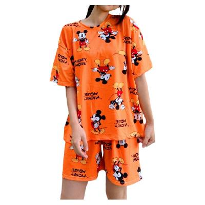 China Wholesale Women's Summer Suit QUICK DRY Cute Home Service Satin Pajamas Silk Plus Casual Size Two-piece Suit for sale