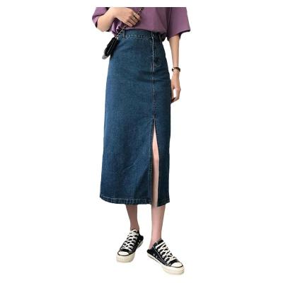 China Spring and autumn plus size denim skirt the new retro package hip a-line skirt mid-waist length skirt for sale