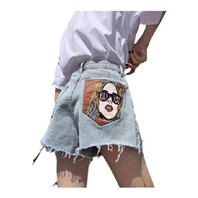 China Anti-wrinkle European station fringed shorts women new loose and high-waisted slim jeans for sale