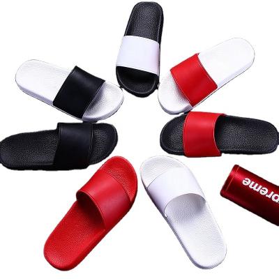 China Custom Printing Men's EVA PVC Sandals Anti-slippery Logo Pattern Unisex Black Plain Slips Slippers for sale