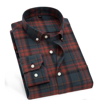 China Wholesale Casual Men's Flannel Shirt Manufacturer Fashion Stretch Plaid Flannel Shirt Anti-pilling Men's Shirt for sale