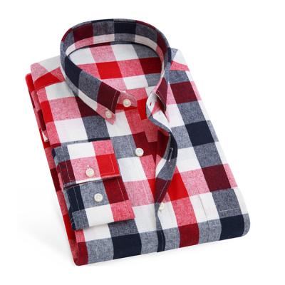 China Wholesale Stretch Plaid Fashion Men's Flannel Shirt Manufacturer Anti-pilling Shirt Men's Custom Made Flannel Shirt for sale