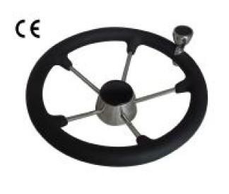 China STAINLESS STEEL STEERING WHEEL W/PU FOAM & KNOB for sale