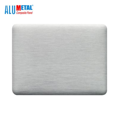 China Indoor outdoor PVDF dibond ACP silver color brushed aluminum composite alucobond panel manufacturer for sale