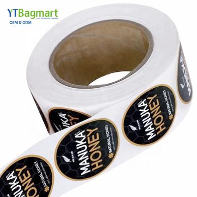 China YTBagmart Logo Printing Label Stickers Waterproof Vinyl/PET/Paper Custom High Quality Round Roll Adhesive Packaging Labels for sale