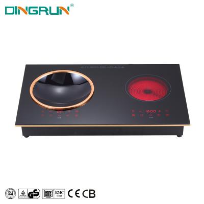 China Hotel Best Crystal Plate Induction Concave Cooker Free Zone Micro Induction Cooktop for sale