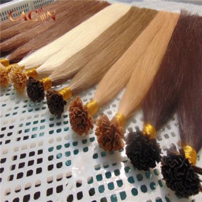 China Factory Wholesale Indian Raw Virgin Curly Curly Curly Natural Silky Straight V Color Tip Hair Extensions High Quality Pre Bonded Hair for sale