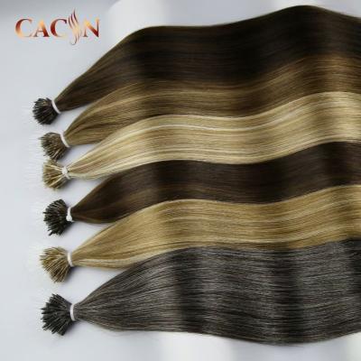 China Silky Straight Wave Ring Hair Extension Install By Micro Nano Beads Indian Raw Temple Gray Woman Hair Extension Silver for sale