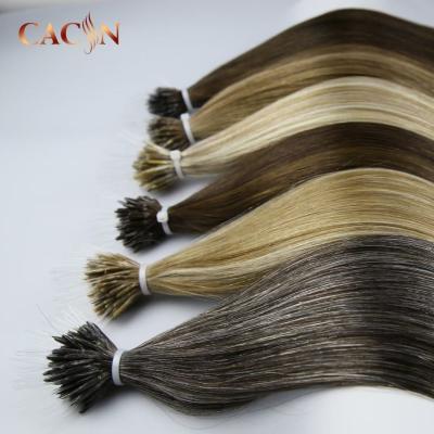 China Nano Micro Russian Remy Jerry Curly Nano Extensions Natural Drawn Ring Human Hair Extensions Double Link Silky Straight Wave for sale