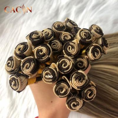 China Double Wave Wholesale Silky Straight Virgin Human Hand Tied Remy Hair Weft Hair Bundles Extension Cuticle Aligned Pulled Hair Bundles for sale