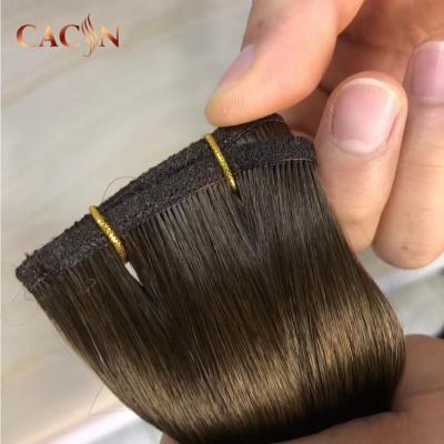 China Russian Virgin Silky Straight Double Wave Human Remy Hair Extensions Seamless Flat Weft Human Hair for sale