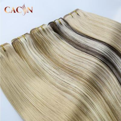 China Silky Straight Raw Virgin European Blonde Wave Grade 12a Human Hair Machine Weft for sale