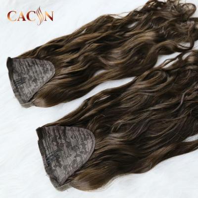 China Silky Straight 100% Wave Hair Wrap Around Ponytail Hair Brazilian Ponytail Hair Extensions for sale