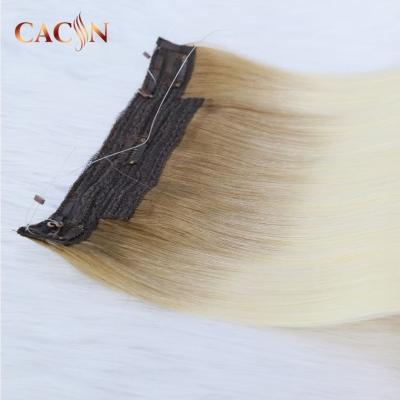 China Silky Straight Wave Factory Supply Russian Virgin Human Hair Extensions Silky Straight Halo Wave All Colors for sale