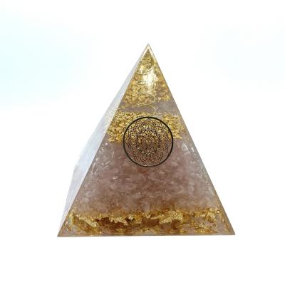 China The Other 10x10cm Natural Rose Quartz Mandala Pyramid Orgonite Gemstone for sale