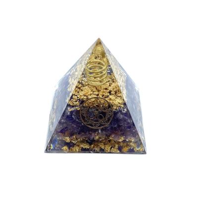 China Other Natural Gemstone Amethyst OM Pyramid Orgonite 5x5cm for sale