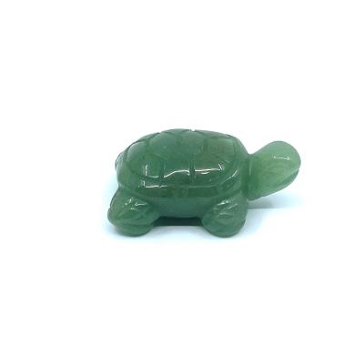 China Other Natural Gemstone Green Aventurine Hand Carved Turtle Figurine for sale