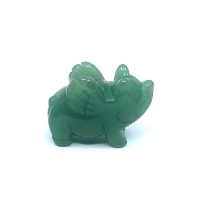 China Other Natural Gemstone Green Aventurine Hand Carved Flying Hog Figurine for sale