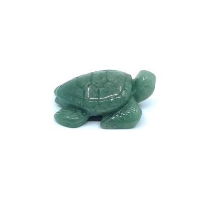 China Other Natural Hand Carved Gemstone Green Aventurine Sea Turtle Figurine for sale