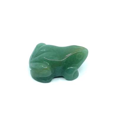 China Other Natural Gemstone Green Aventurine Hand Carved Small Frog Figurine for sale