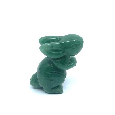 China Other Natural Gemstone Green Aventurine Hand Carved Bunny Standing Figurine for sale