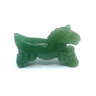 China Other Natural Gemstone Green Aventurine Hand Carved Horse Figurine for sale