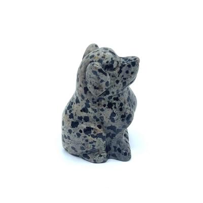 China The Other Natural Dalmatian Jasper Hand Carved Dog Gemstone Figurine for sale