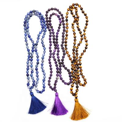 China Wholesale 108pcs 8mm Religious Natural Gemstone Mala Beads Necklaces for sale