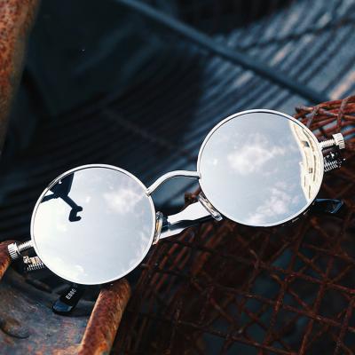 China Unisex Fashion Sunglasses Luxury Metal Round Sun Glasses Steampunk Coating Lenses for sale