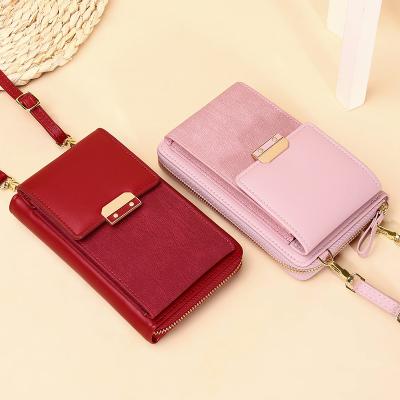 China Wholesale New Design Fashion Mobile Phone Money Bag Clip Wallet Custom Messenger Bag For Women for sale