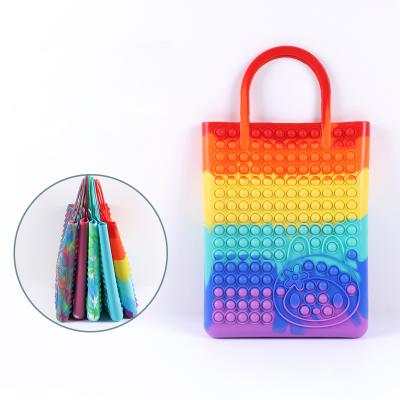 China 2021 Waterproof Rainbow Handbags Silicone Dolls Wiggle School Bag For Kid Toy Handbag for sale