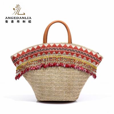 China 2018 New Fashion Design Straw Tote Beach Bag Handbag Grass Straw Bag for sale