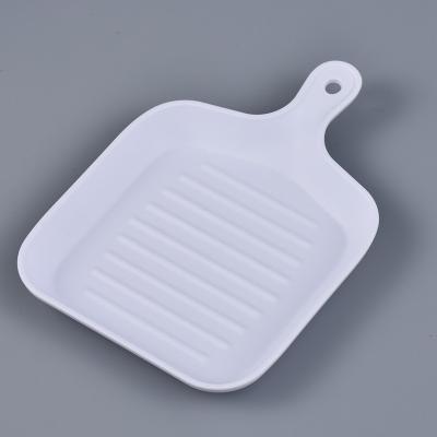 China Sustainable Factory Customized Reusable Plastic Square Plates With Handle for sale