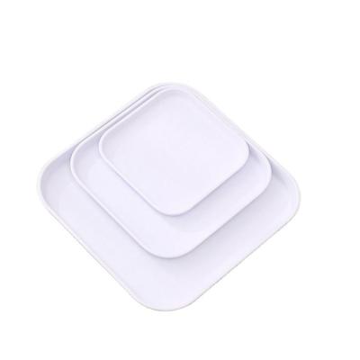 China High Quality Reusable Stackable White Square Shatterproof Hard Plastic Dessert Dish Viable Dinner Dish Snacks for sale