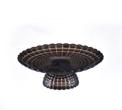 China Stocked Diversified Custom Round Flower Edges Plastic Clear Plastic Standing Serving Tray for sale