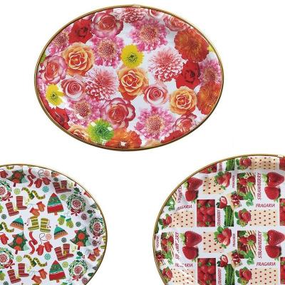 China Creative Multi Square Style PP Tray Party Cakes Different Size Colorful Flower Trays for sale