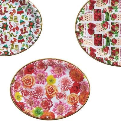 China New 31.5*23.5cm Cheap Size PP Plastic Round Tray Kitchen Durable Food Vegetable Storage Printing Tray for sale