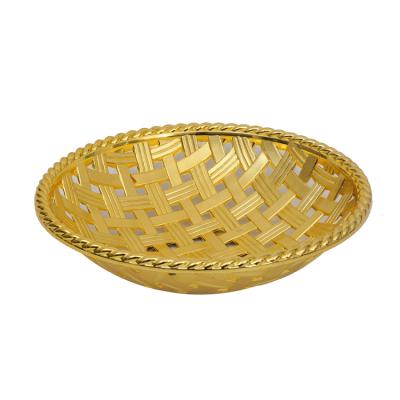 China Southwestern Wholesale Gold Cavity Round Plastic Wedding Candy Cookies Storage Tray for sale