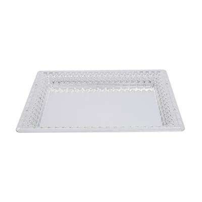 China Wholesale Golden Tray Plastic Wedding Candy Cookies Rectangular Artisan Storage Tray With Base for sale