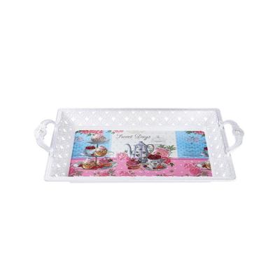 China Wholesale Hot Selling Custom Customization Home Hotel Restaurant Plastic Rectangle Serving Tray With Handle for sale