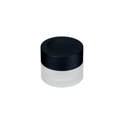 China Eco-friendly Hot Sale 50g Recyclable Wide Mouth Round Matte Frosted Cosmetic Container Glass Face Eye Cream Jar With Black Lid for sale