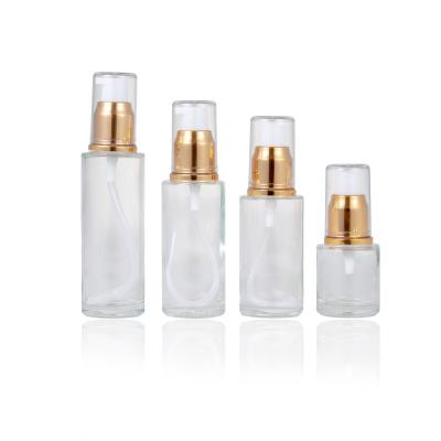 China 30ml 40ml 50ml 60ml Eco-friendly Recyclable Custom Cosmetic Serum Packaging Cylinder Lotion Bottle With Silver Gold Collar Pump for sale