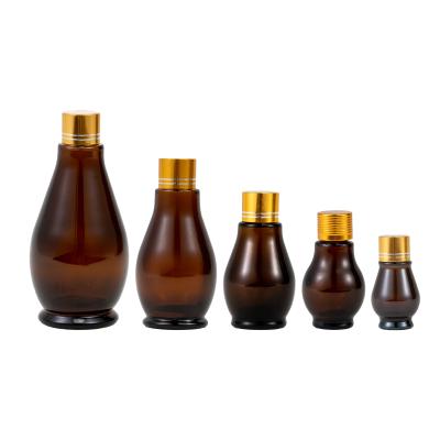 China Recyclable Eco-Friendly Skincare Custom Bottle 10ml 20ml 30ml 50ml 100ml Amber Essential Oil Facial Serum With Foil Cap for sale