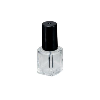 China Eco-friendly Recyclable Hot Sale 5ml Nail Polish Glass Bottles Empty Square Shape Nail Gel Polish Bottle With Brush And Black Cap for sale