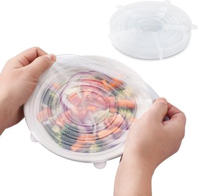 China Various Sizes Reusable Silicone Stretch Lids Food Grade Sustainable Fit Durable Silicone Cover 6 Packs for sale