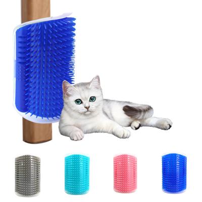 China Puppy Long Fur Scratch Massage Brush Dog Cat Wedge Groomer Self Grooming Groomer Short Massgae Tool for sale