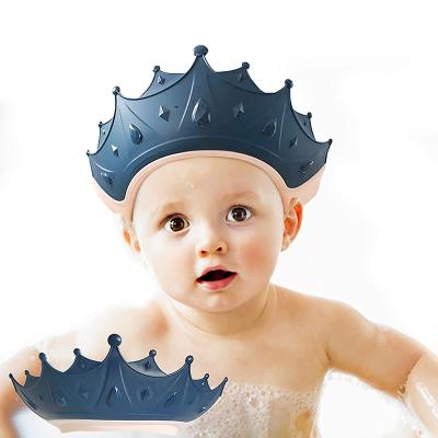 China Viable Wholesale Hair Shield Wash Crown Shape Baby Shower Hat Waterproof Silicone for sale