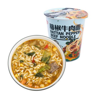 China 71g*6 Healthy Snacks Chinese Noodles FD Instant Noodles Bowl Ramen Non-oil Ramen Pepper Beef Spicy Noodles for sale